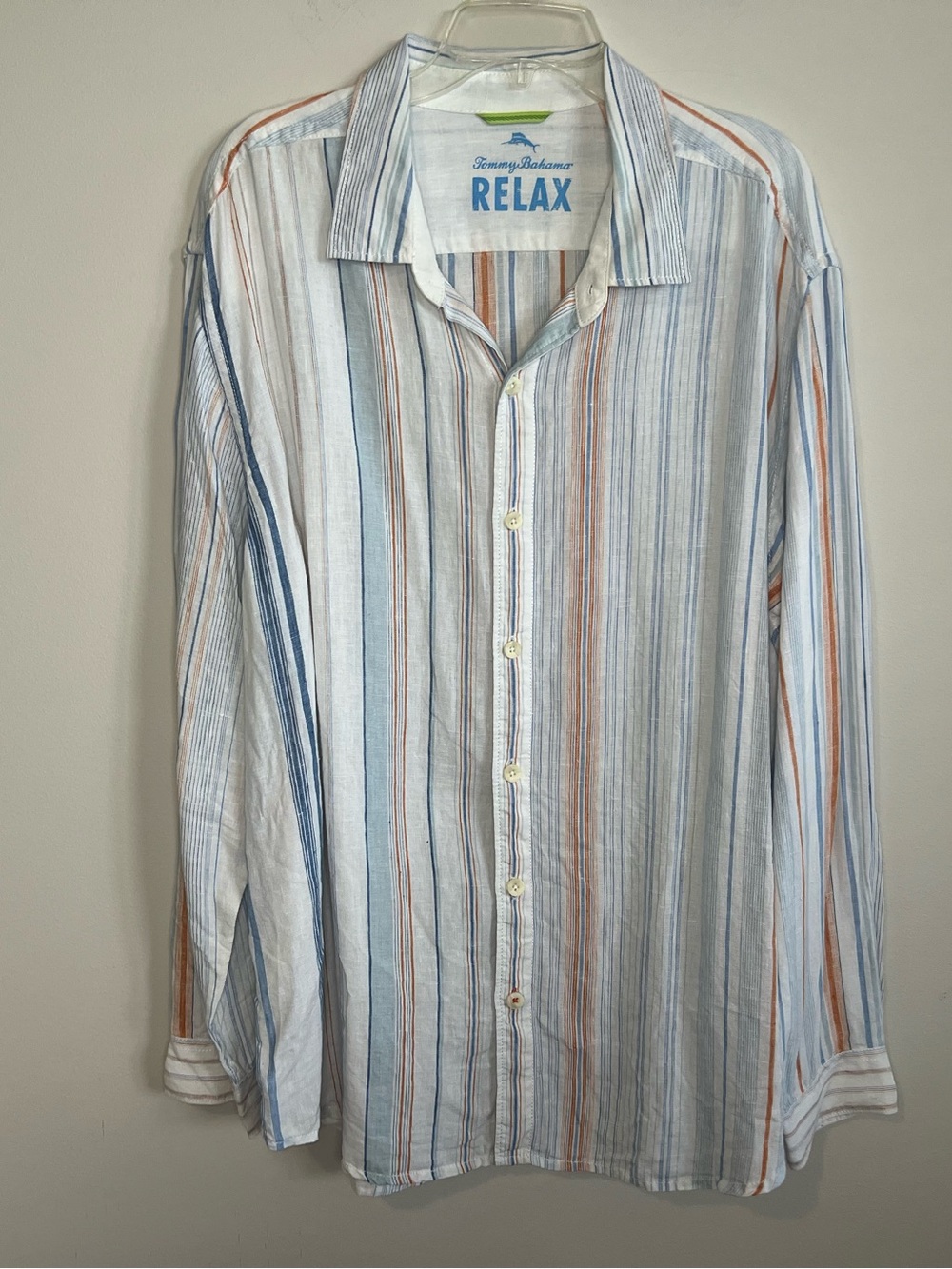 Tommy Bahama Relax Stripe Button-Down Shirt - White, Blue & Orange